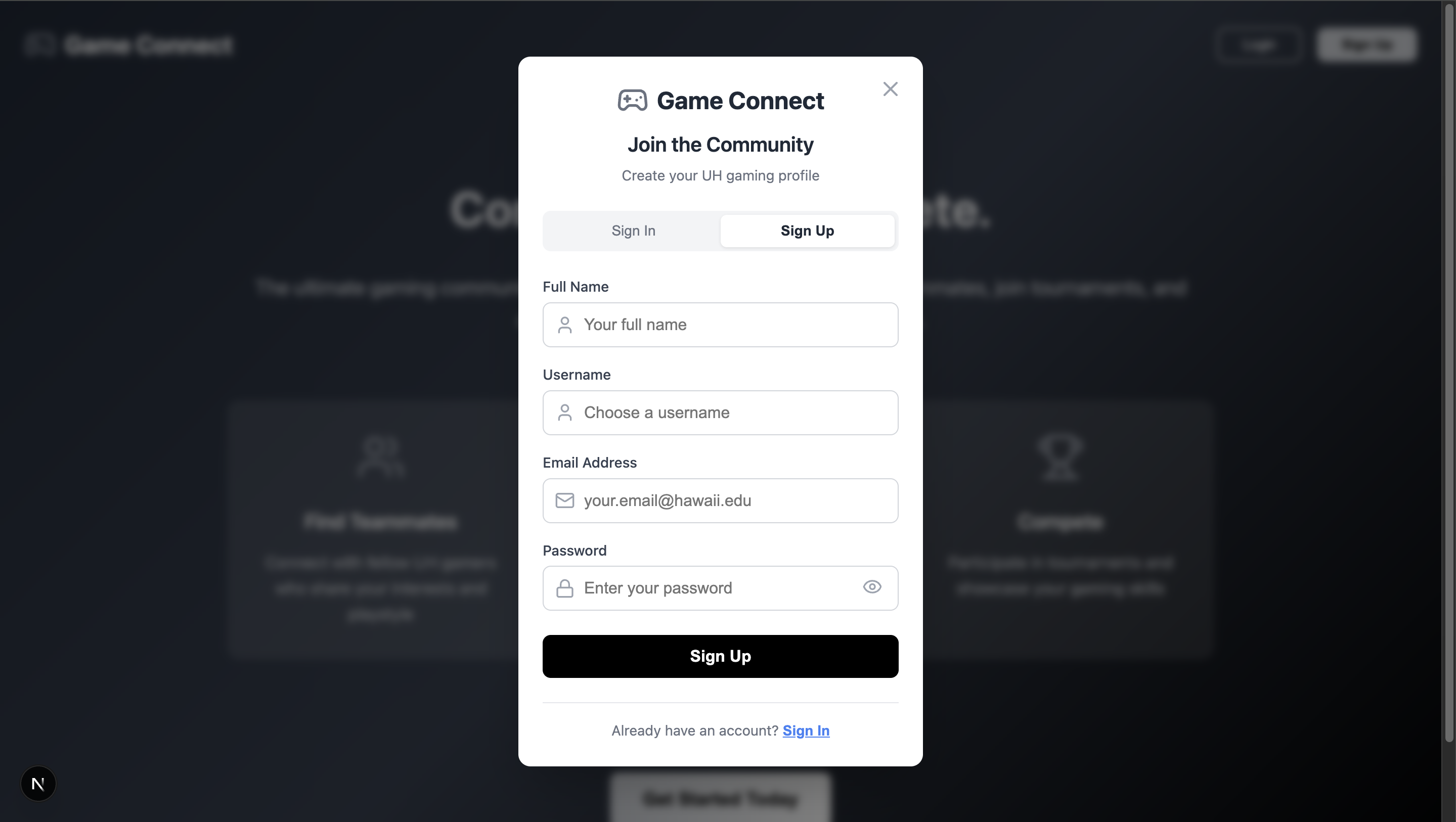 Signup Page